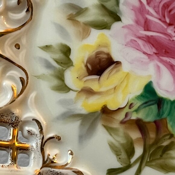 ESD Japan Collectors Plate 7216 Hand Painted Roses Floral Pattern 8" D - Picture 4 of 12